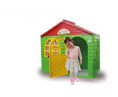 Jamara 460500 Spielhaus Little Home grün – aus robustem Kunststoff, Montage, stabiles Stecksystem, leicht zu reinigen, Indoor-Outdoor geeignet, Türe/Fenster Lassen Sich öffnen, Vorhänge