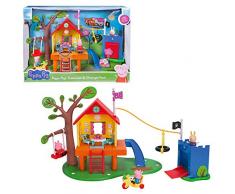 Jazwares PEP0604 - Peppa Wutz Peppas Baumhaus & Schorschs Burg als Spielset, Spielhaus Set und Ritterburg mit 3 Spielfiguren und Zubehör, Spielzeug Haus mit Licht und Sound, für Kinder ab 3 Jahren
