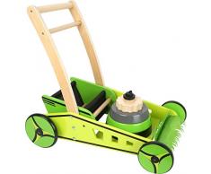 small foot 11292 Lauflernwagen Rasenmäher aus Holz, mit Holzmotor, Grasfang und verstellbarem Griff, ab 3 Jahren