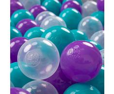 KiddyMoon 200 ∅ 7Cm Kinder Bälle Spielbälle Für Bällebad Baby Plastikbälle Made In EU, Türkis/Violett/Transparent