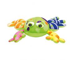 Bino & Mertens 33030 bunter Frosch, Kuscheltier aus 100% Polyester, gefüllt mit Polystyrolkügelchen zum Kuscheln und Liebhaben. Für Jungen, Mädchen und Baby`s. Größe ca. 34x12x32 cm.