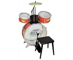 Bontempi 51 4504 Schlagzeug: Baßtrommel Ø 385 mm mit Pedal. 2 kleine Trommeln Ø 170 Becken Ø 210 mm. 2 Schlagstöcken. Echte Sounds. Inkl. Hocker. Maße: 500x500x680 mm