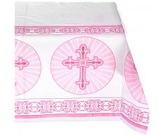 Unique Party Supplies Kunststoff strahlend Kreuz pink Religiöse Tischdecke, 7 ft x 4.5 ft