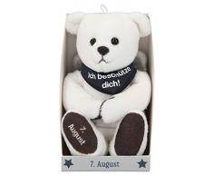 Depesche 8139.220 - Schutzengel Bär aus Plüsch, ca. 9 cm, mit Datum 07. August, Geschenk für Geburtstag, Jahrestag oder Hochzeitstag