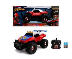 Jada Toys 253228000 Marvel RC Spiderman, Buggy, Ferngesteuertes Auto, Turbofunktion, 2-Kanal Funkfernbedienung, USB-Ladefunktion, inkl. Batterien, 1:14, rot/blau