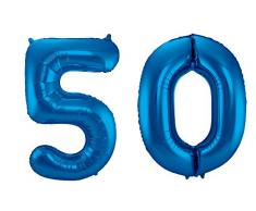 Folat 800907 - Folienballon - Zahl 50 - blau - ca. 86 cm hoch