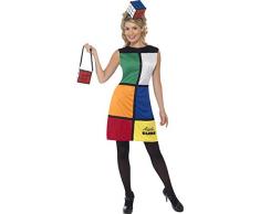 Rubik Würfel Damenkostüm mit Haarband Kleid und Tasche, Large