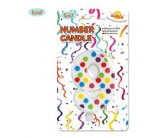 Guirca Kerze Zahlenkerze 9 A Pois Deko Torten Mehrfarbig 6,5 cm 32521