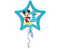 amscan 3433501 Folienballon Micky 1st Birthday, Blau