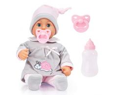 Bayer Design 93824BC Babypuppe First Words mit Schlafaugen, 24 Babylaute, 38 cm, grau, rosa mit Schnecke