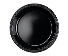 Amscan International 552285–10 Kunststoff Teller, schwarz, 22,8 cm
