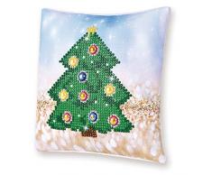Pracht Creatives Hobby DDP2-036 - Diamond Dotz Kissen Weihnachtsbaum, Kissenbezug mit Diamantbild zum Selbstgestalten, ca. 18 x 18 cm groß, Malen mit Diamanten, ideal auch als Geschenk