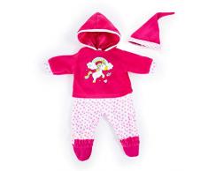 Bayer Design 84690AA Puppenkleidung für 40-46cm Puppen, Hose, Oberteil und Mütze, Set, Outfit mit Einhorn und Regenbogen, pink