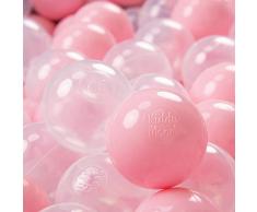 KiddyMoon 100 ∅ 7Cm Kinder Bälle Spielbälle Für Bällebad Baby Plastikbälle Made In EU, Rosa/Transparent