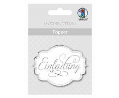 Ursus 56690003 - Topper Einladung, 6,5 x 7,6 cm, 8 Stück, weiß/silber