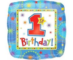 Quadratischer Folienballon * 1st BIRTHDAY BOY * für den ersten Geburtstag von einem Junge // erster Kindergeburtstag Deko Ballon