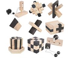 B&Julian ® 3D IQ Holzpuzzle 9 Mini Puzzle Set aus Holz Knobelspiele Geduldspiel Rätselspiel Geschicklichkeitsspiel für Kinder Erwachsene Ideen Adventskalender Mitgebsel