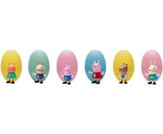 Peppa Pig PEP0414 Wutz 6 Ostereier mit je Einer Peppa Spielfigur, Set mit exklusiven vollbeweglichen Aktionfiguren ca. 8 cm, Original 6teiliges Figuren Spielset für Kinder ab 2 Jahre