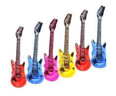 Shatchi 11504-Gitarren-Aufblasbar, 5 Stück, aufblasbare Gitarren, Kostümzubehör, Musik-Disco-Rock, Party-Geschenke, Mehrfarbig