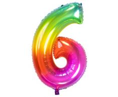 Folat 63246 Folienballon Yummy Gummy Rainbow Ziffer/Zahl 6-86 cm, Mehrfarbig