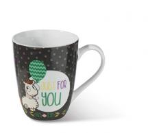 Nici 45415 Tasse Lama-Babies 350ml, Porzellan, schwarz/weiß