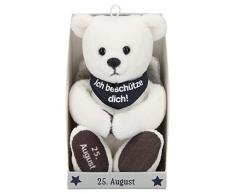 Depesche 8139.238 - Schutzengel Bär aus Plüsch, ca. 9 cm, mit Datum 25. August, Geschenk für Geburtstag, Jahrestag oder Hochzeitstag