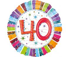 amscan 16070 01 Folienballon 40 Radiant Birthday, Mehrfarbig