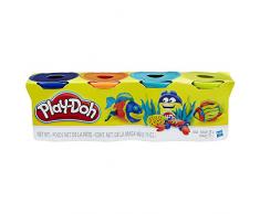Hasbro Play-Doh B6509EL2 - 4er Pack Knete, für fantasievolles und kreatives Spielen, blau, orange, türkis, gelb