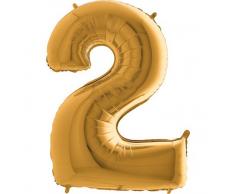 Trendario Folienballon Zahl 2 (Gold) - XXL Riesenzahl 100cm Ballon - Helium Luftballons für Geburtstag, Partydeko, Hochzeit (Zahl 0, Silber)