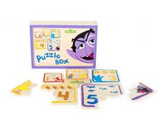 Small Foot 10967 Sesamstrasse Box aus Holz für Kinder ab 3 Jahren, 100% FSC-Zertifiziert, mit verschiedenen Puzzles und Motiven, durch verschließbare Holzbox ideal für unterwegs Spielzeug, Mehrfarbig