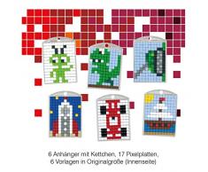 Pracht Creatives Hobby P90073-63501 Pixel Spaß Bastelset 35, für 6 Medaillons, Schlüsselanhänger, für Kinder, Jungen und Mädchen, ideal als kleines Geschenk, Mitgebsel, für den Kindergeburtstag, bunt