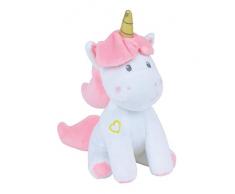Jemini- 023741 Einhorn Plüsch +/- 19 cm mit Rassel, weiß rosa