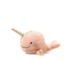 Steiff 69581 Original Plüschtier Wal Soft Cuddly Friends Norri Narwal, Kuscheltier ca. 25 cm, Markenplüsch Knopf im Ohr“, Schmusefreund für Babys von Geburt an, Rose