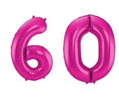 Folat 801157 - Folienballon - Zahl 60 - magenta - ca. 86 cm hoch