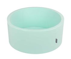 KiddyMoon Bällebad 90X40cm/KEINE Bälle Bällepool Ohne Bälle Für Babys Kinder Rund, Mint:Helltürkis/Weiß/Transparent/Baby Blau
