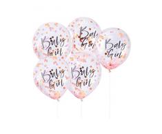 Ginger Ray 5 Stück Party Dekorationen Rose Gold Folien Baby Mädchen Konfetti Luftballons