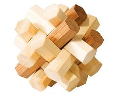 Fridolin GmbH Bambus-Puzzle Doppelter Knoten IQ-Test Knobelspiel Holz