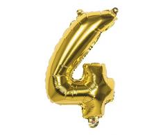 Boland 22004 Folienballon Zahl 4 Gold 36 cm