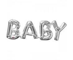 amscan 3310601 Folienballon SuperShape Wort Baby, Silber