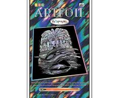 MAMMUT 8290546 - Artfoil, Kratzbild, Tiermotiv, Delfine, Holografie, Komplettset mit Kratzbild, Kratzmesser und Anleitung, Scraper, Scratch, glänzend, Kratzset für Kinder ab 8 Jahre