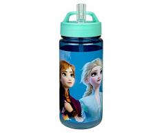Scooli FRUW9913 Aero Trinkflasche aus Kunststoff mit integriertem Strohhalm und Trinkstutzen, Disney Frozen II, BPA und Phthalat frei, ca. 500 ml