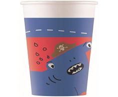 Procos 90244 Partybecher Piraten aus Pappe, 8 Stück, rot, weiß, blau