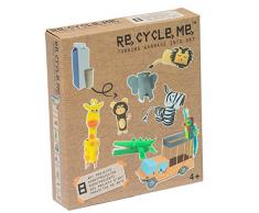 Re Cycle Me DEFG1130 Recycling Bastelspaß Jungle, Bastelset für 8 Dschungel Modelle, Kreativset für Kinder ab 4 Jahre, Set zum Basteln mit Haushaltsmaterialien, Recycle Mich, Bastelmix