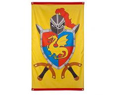 Boland 44008 - Fahne Ritter und Drachen, Größe 150 x 90 cm, Banner, Flagge, Wappen, Ritterrüstung, Dekoration, Geburtstag, Motto Party, Karneval