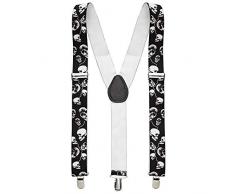 Hosenträger schwarz Totenkopf toten skull halloween horror kopf braces bretelle