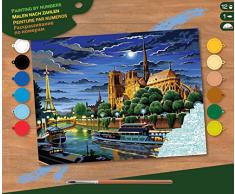 MAMMUT 8240424 - Malen nach Zahlen Senior, Paris, Komplettset mit bedruckter Malvorlage im A3 Format, 12 Acrylfarben, Pinsel und Anleitung, großes Malset ab 10 Jahre