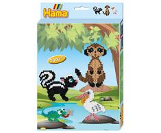 Hama 3446 Kleine Geschenkpackung Wildtiere, Bügelperlen Midi, ca. 2000 Stück inklusive Stiftplatte und Zubehör