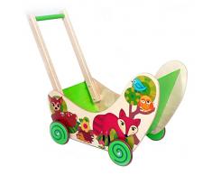 Hess Holzspielzeug 31169 - Puppenwagen Waldtiere aus Holz, ca. 60 x 25 x 54 cm