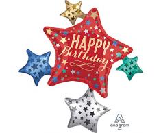 Amscan 3905701 Folienballon Supershape Geburtstag Sternenhaufen, Mehrfarbig, S