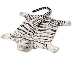 BRUBAKER Tigerfell weiß - 215 cm x 120 cm - Bettvorleger Kaminvorleger Teppich
